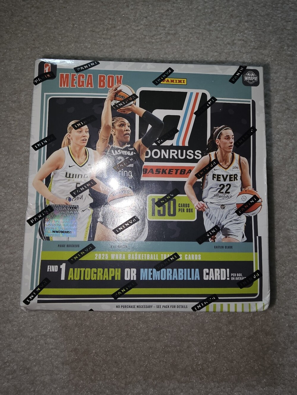 Panini 2025 WNBA Mega Box with Green, Teal, Black Accents